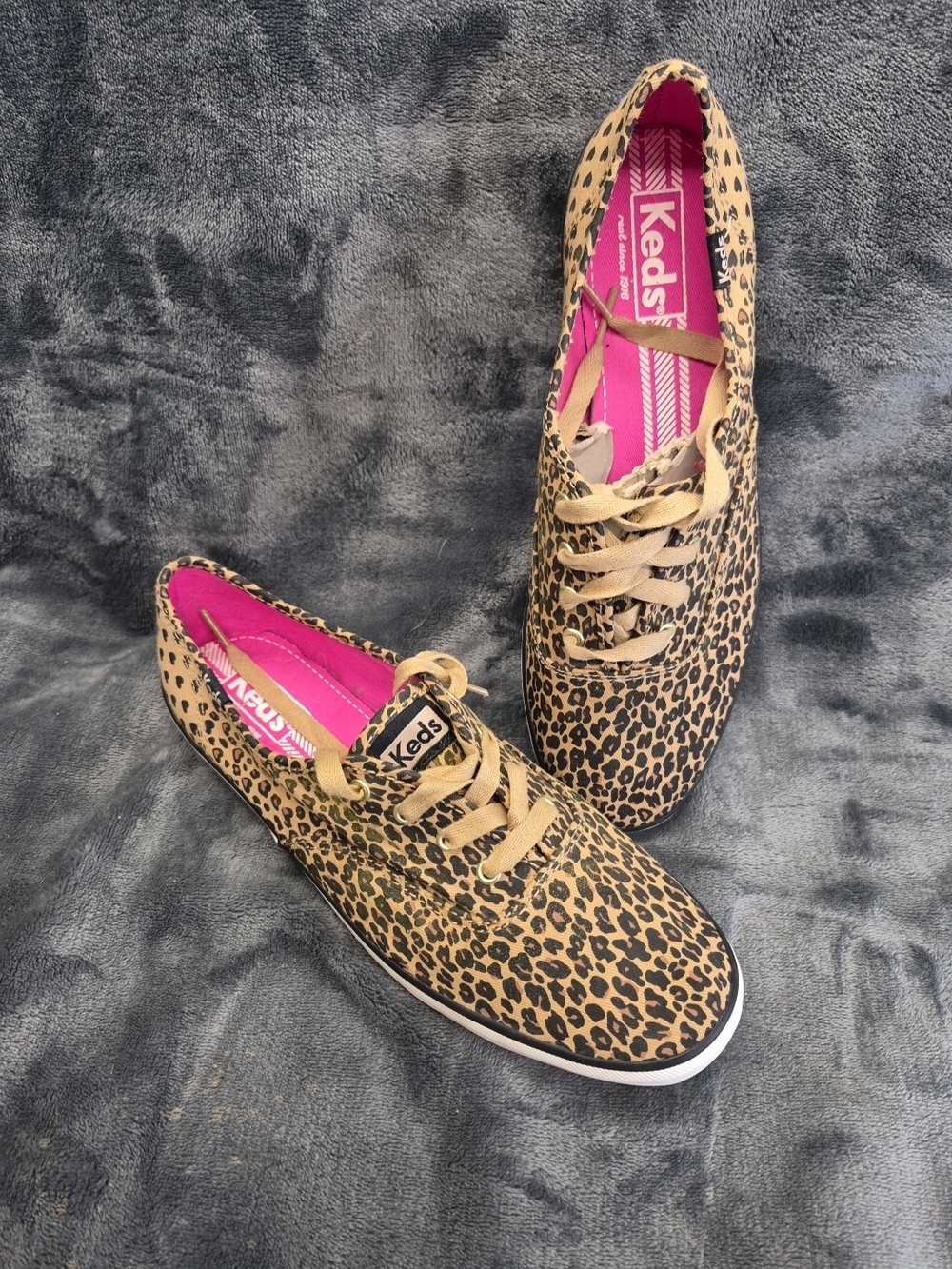 Keds Leopard/Cheetah Print Sneakers Women's SZ 8.0 Brown Tie-Up NEW No Box